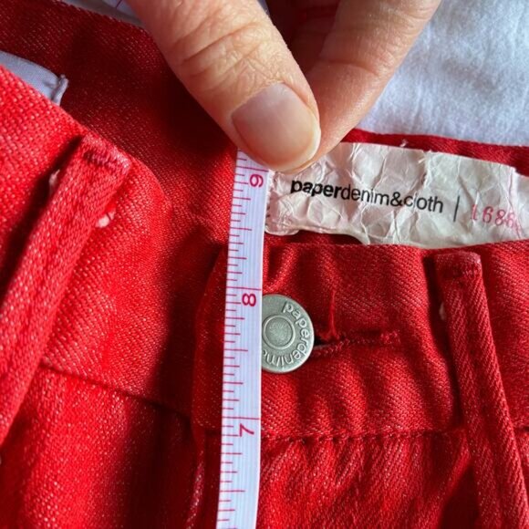 VTG Paper Denim and Cloth Jeans Jayne Wide Leg Mid Rise 27 Chili Red Designer - Picture 14 of 16